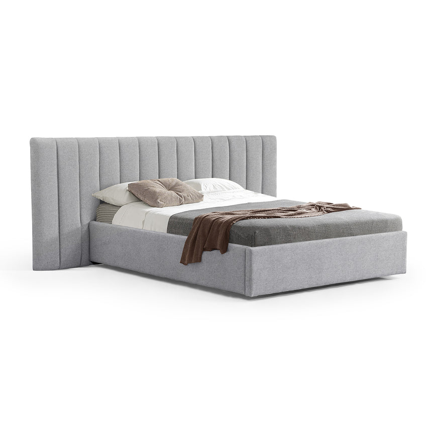 Wide Base Queen Bed Frame - Spec Grey with Storage