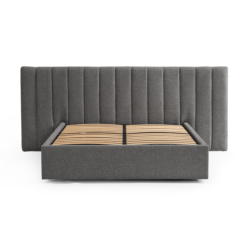 Wide Base King Bed Frame - Spec Charcoal with Storage - View 4