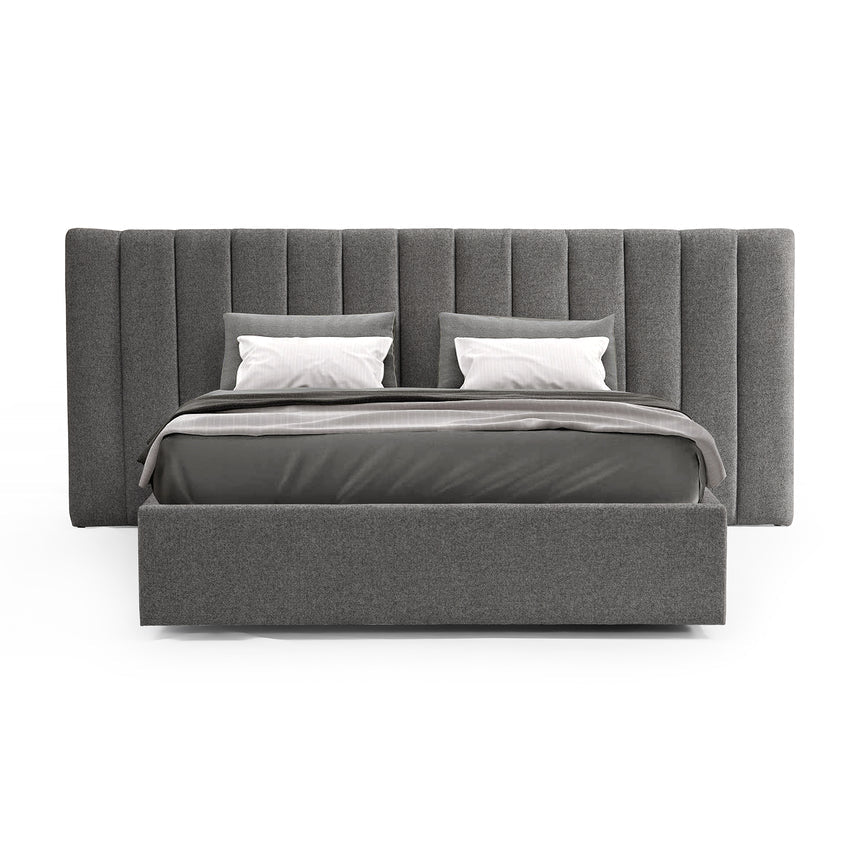Wide Base Queen Bed Frame - Spec Charcoal with Storage - View 3