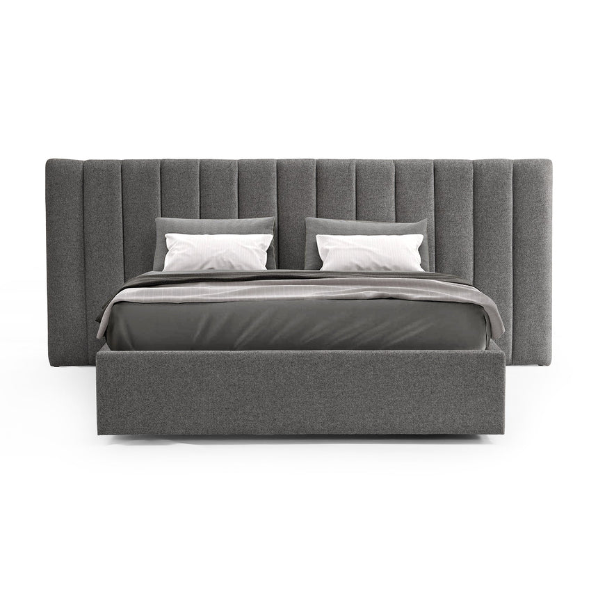 Wide Base King Bed Frame - Spec Charcoal with Storage - View 3