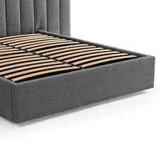 CBD8549-MI Wide Base Queen Bed Frame - Spec Charcoal with Storage