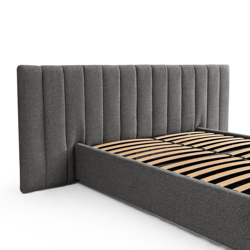 Wide Base Queen Bed Frame - Spec Charcoal with Storage - View 5