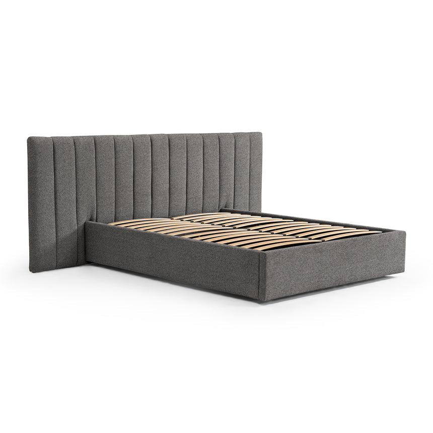 Wide Base Queen Bed Frame - Spec Charcoal with Storage - View 2