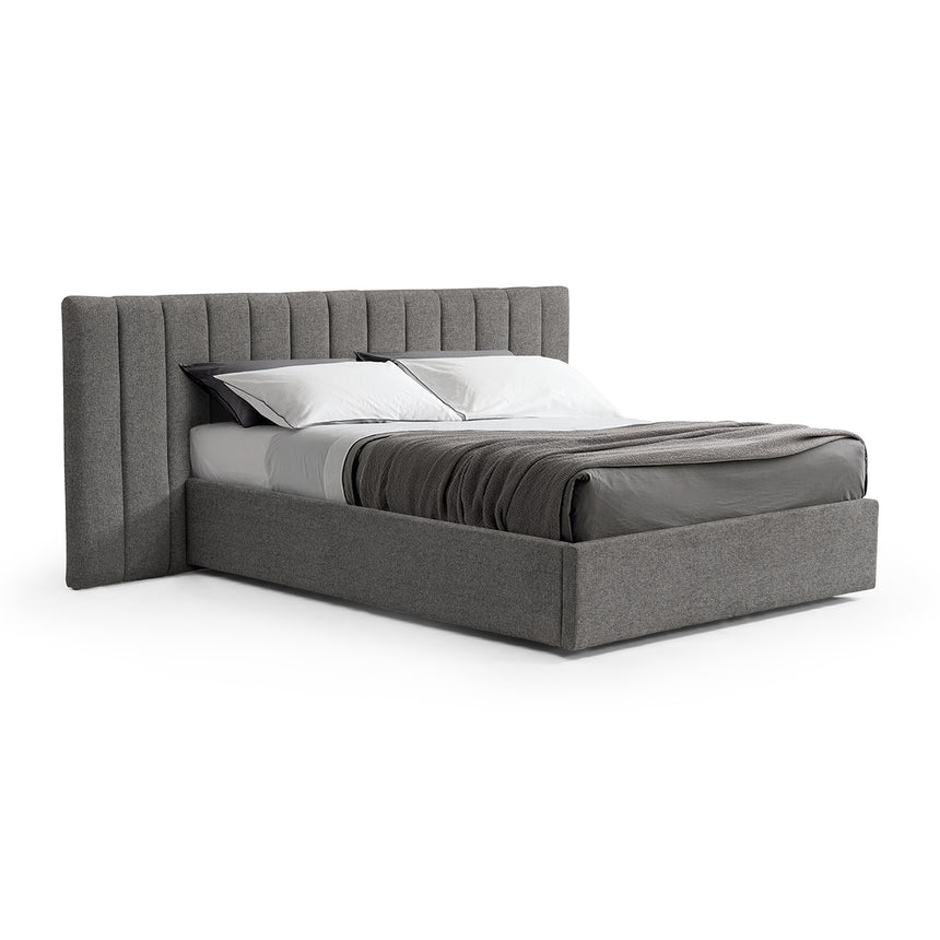 Wide Base Queen Bed Frame - Spec Charcoal with Storage