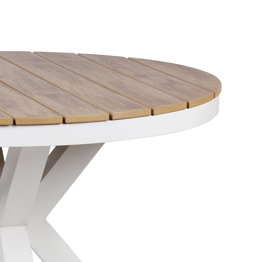 90cm Round Sand White Outdoor Dining Table - Natural - View 5