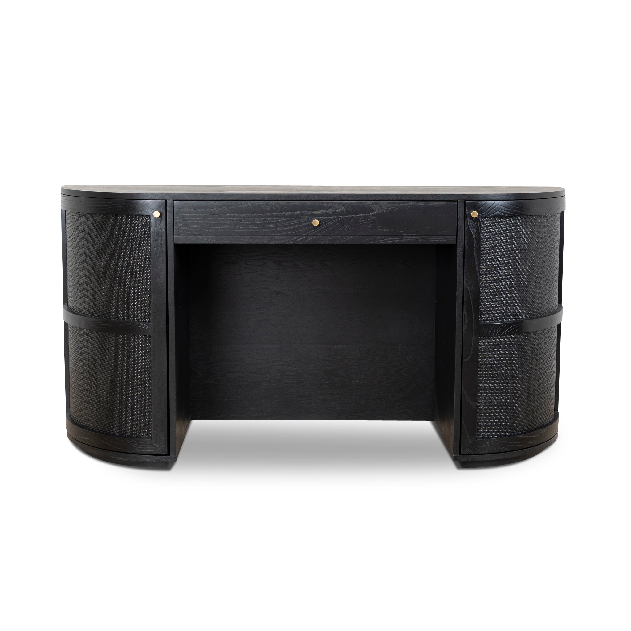 1.55M Rattan Home Office Desk | Full Black | Myka Home