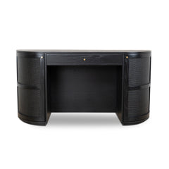 1.55M Rattan Home Office Desk | Full Black | Myka Home