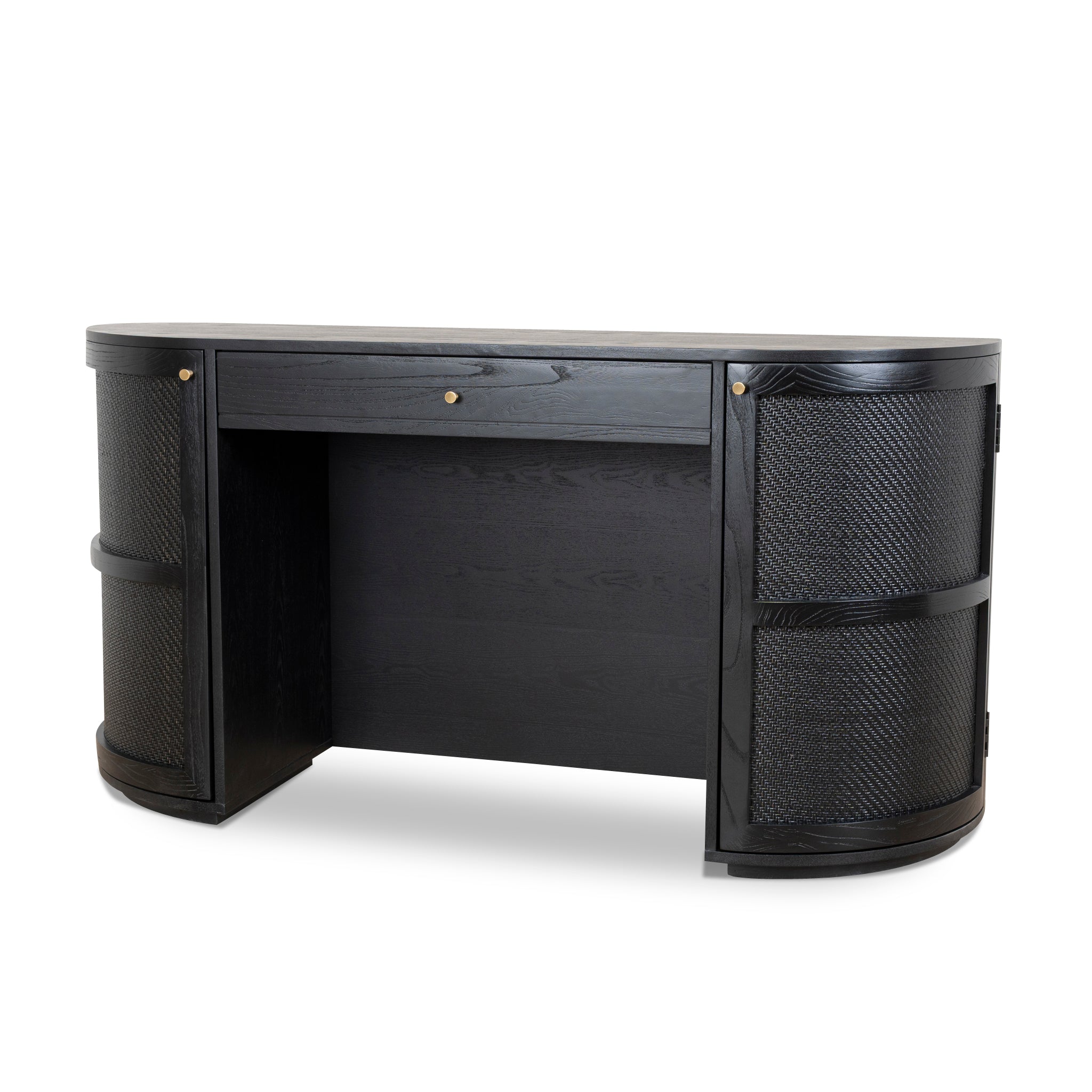 1.55M Rattan Home Office Desk | Full Black | Myka Home