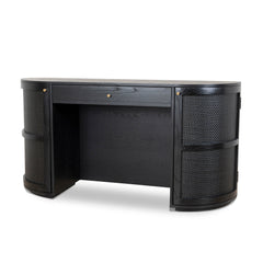 1.55M Rattan Home Office Desk | Full Black | Myka Home