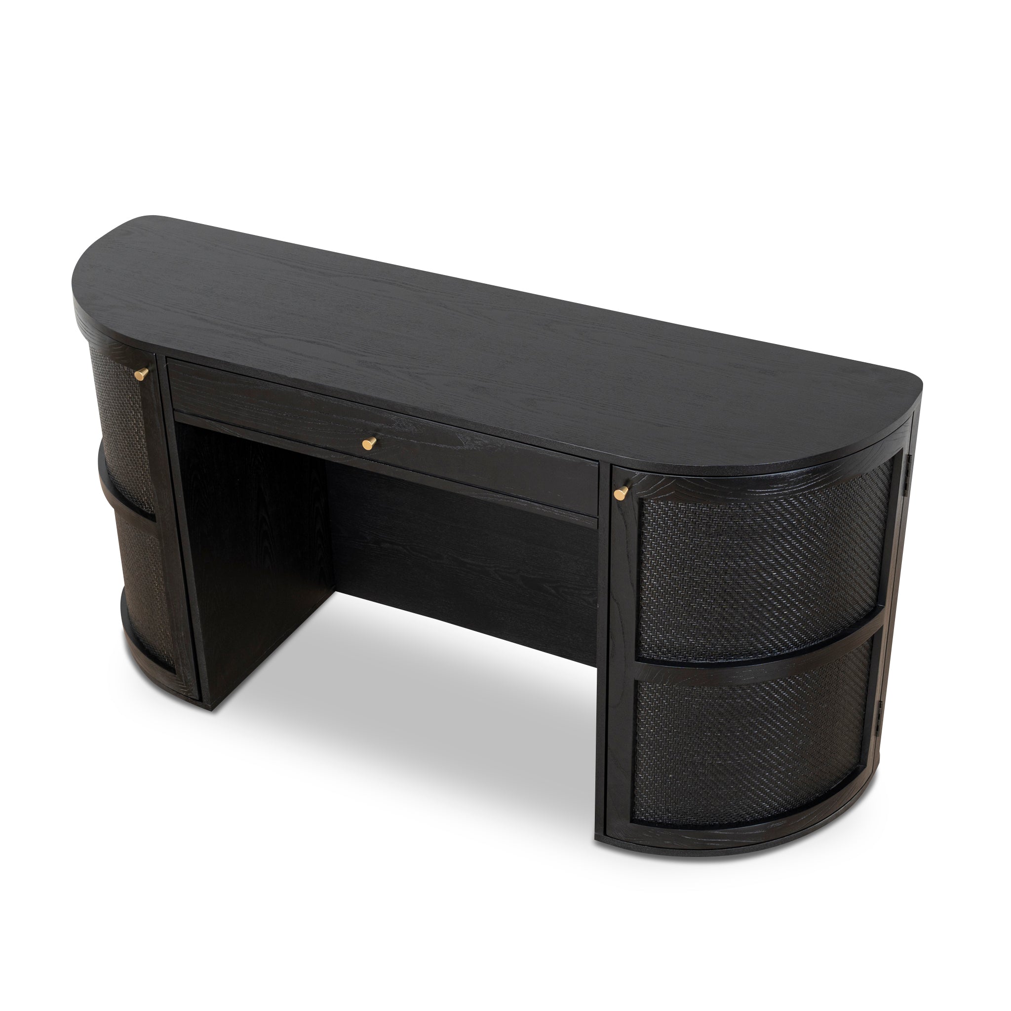 1.55M Rattan Home Office Desk | Full Black | Myka Home