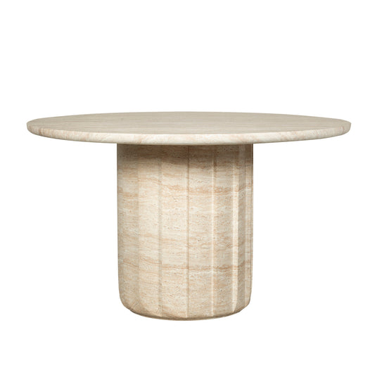 1.3m Round Concrete Dining Table | Light Travertine Look | Myka Home