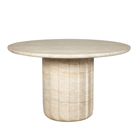 1.3m Round Concrete Dining Table | Light Travertine Look | Myka Home