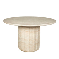 1.3m Round Concrete Dining Table | Light Travertine Look | Myka Home