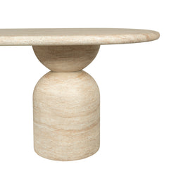 2.2m Oval Dining Table | Light Travertine Look | Myka Home