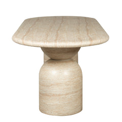 2.2m Oval Dining Table | Light Travertine Look | Myka Home