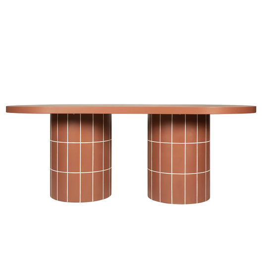 2m Concrete Oval Dining Table- | Terracotta | Myka Home