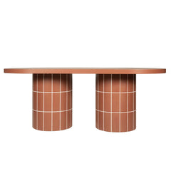 2m Concrete Oval Dining Table- | Terracotta | Myka Home