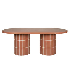 2m Concrete Oval Dining Table- | Terracotta | Myka Home