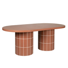 2m Concrete Oval Dining Table- | Terracotta | Myka Home