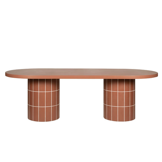 240cm Concrete Oval Dining Table | Terracotta | Myka Home