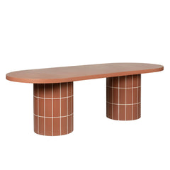 240cm Concrete Oval Dining Table | Terracotta | Myka Home