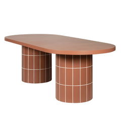 240cm Concrete Oval Dining Table | Terracotta | Myka Home