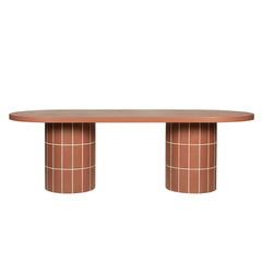 240cm Concrete Oval Dining Table | Terracotta | Myka Home