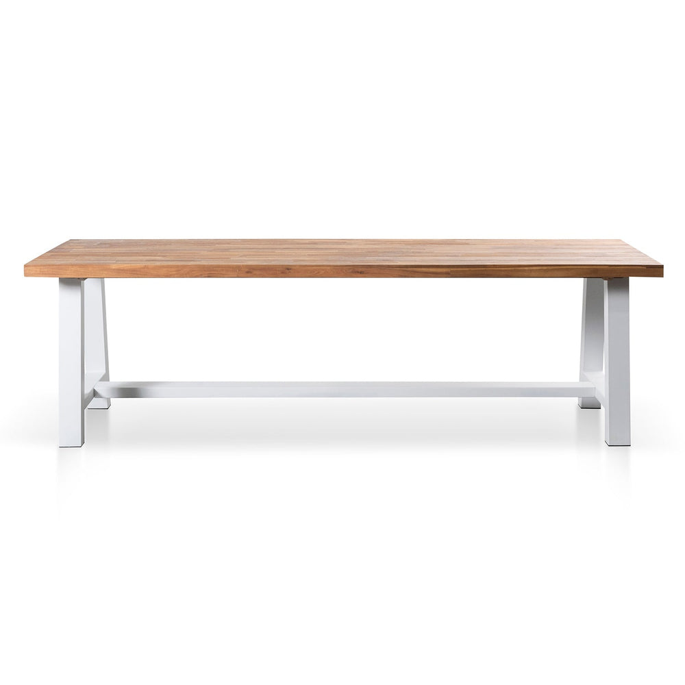 2.5m Outdoor Dining Table - Natural Top and White Base - View 2