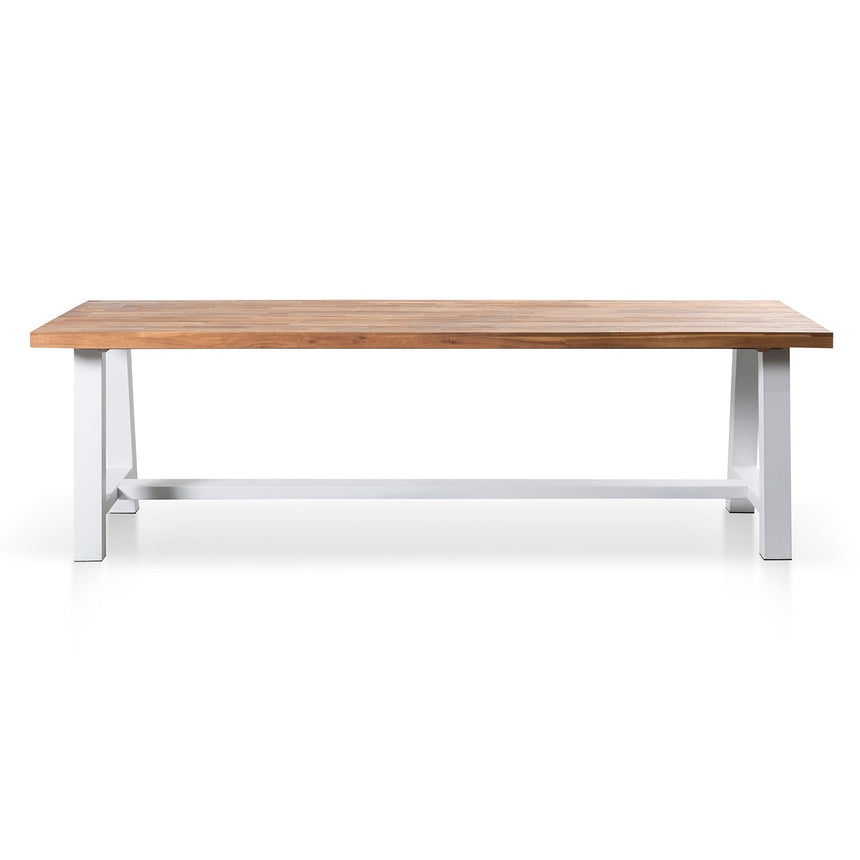 2.5m Outdoor Dining Table - Natural Top and White Base - View 2