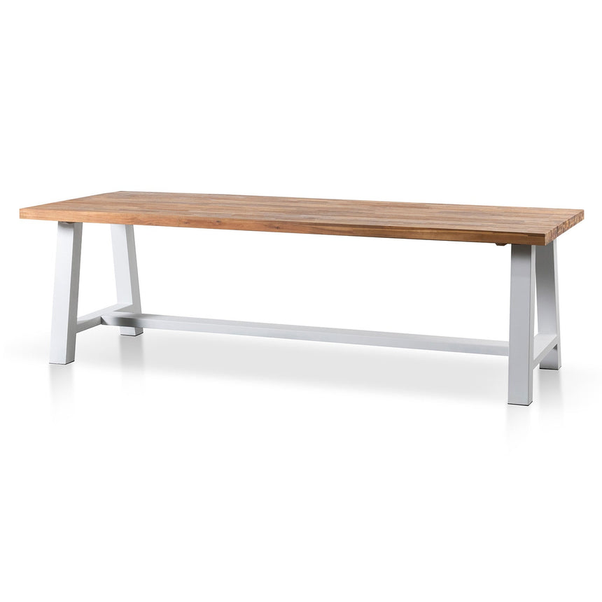 2.5m Outdoor Dining Table - Natural Top and White Base - View 3