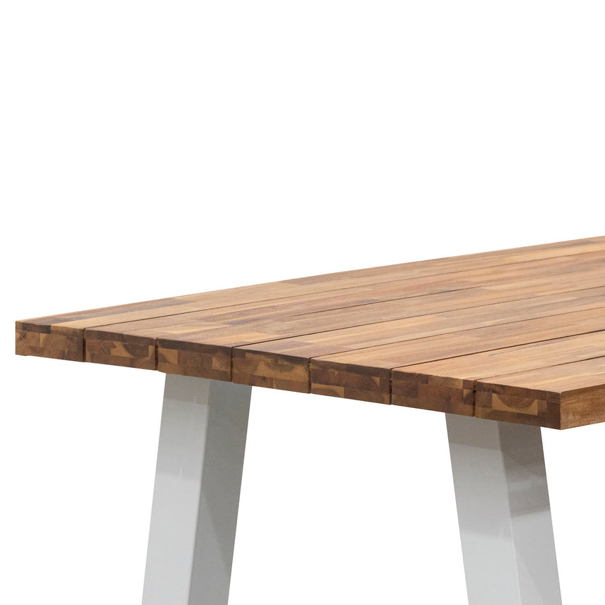 2.5m Outdoor Dining Table - Natural Top and White Base - View 5
