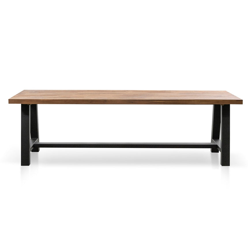 Outdoor Dining Table - Natural Top and Black Base - View 2