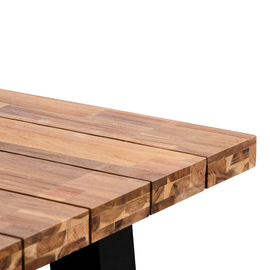 Outdoor Dining Table - Natural Top and Black Base - View 4