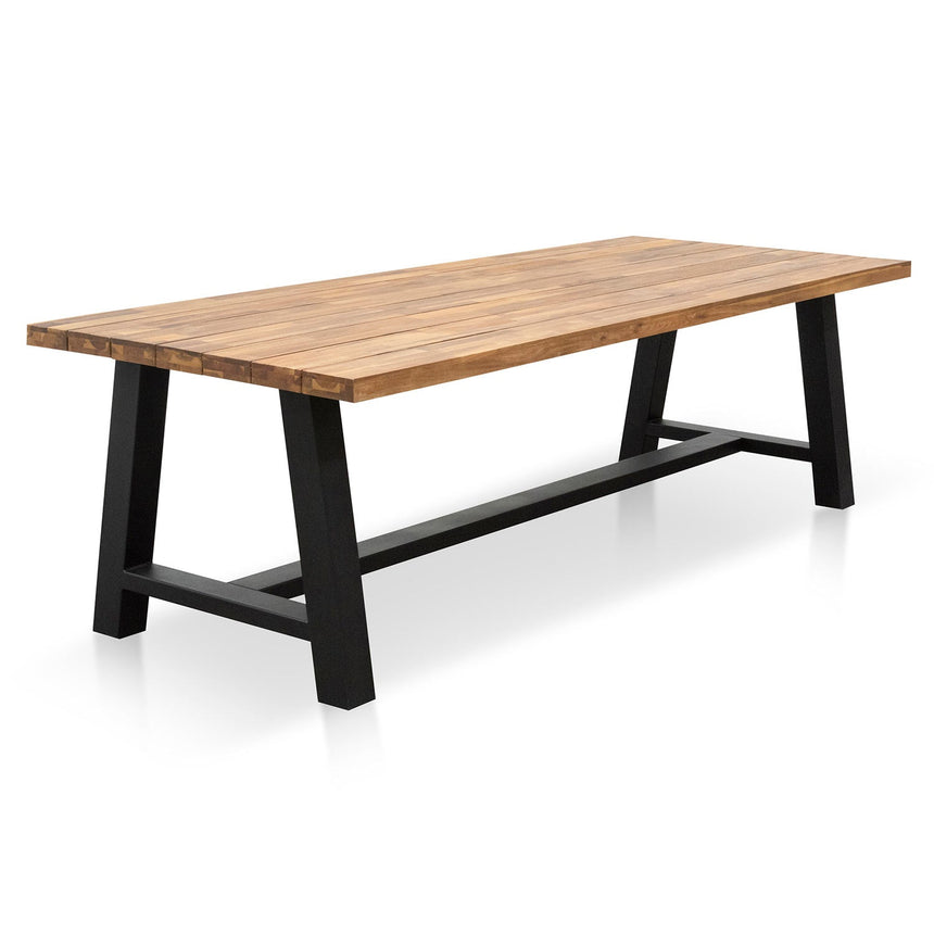 Outdoor Dining Table - Natural Top and Black Base - View 6