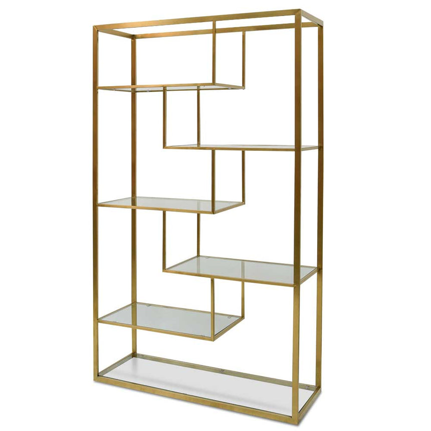 1.2m Glass Shelving Unit - Gold  Frame