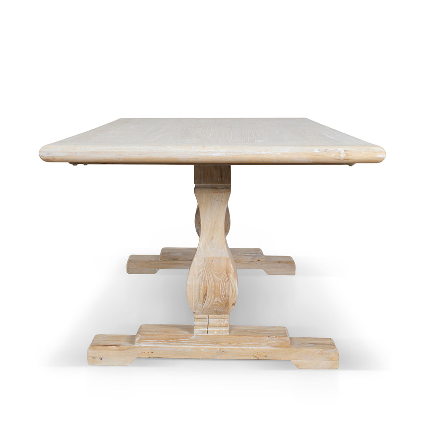 198cm Dining Table - Rustic White Washed - View 4