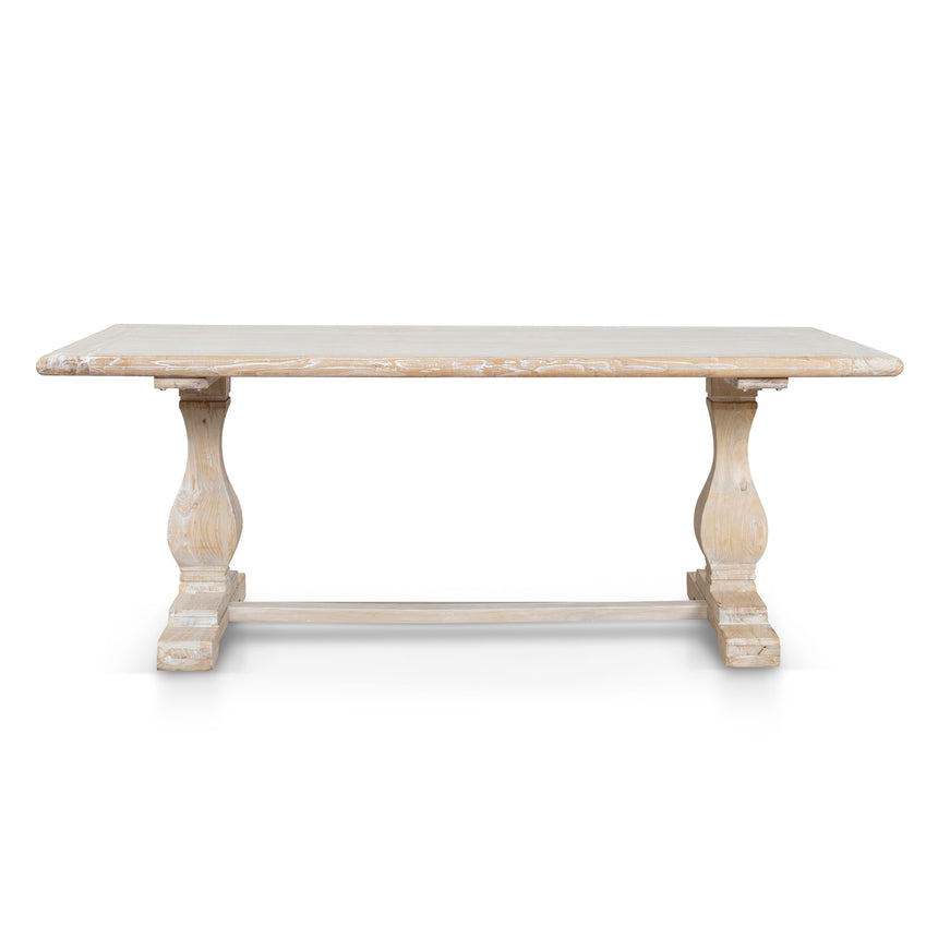 198cm Dining Table - Rustic White Washed - View 2