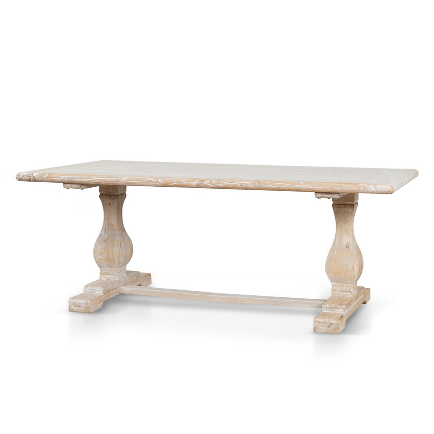 198cm Dining Table - Rustic White Washed