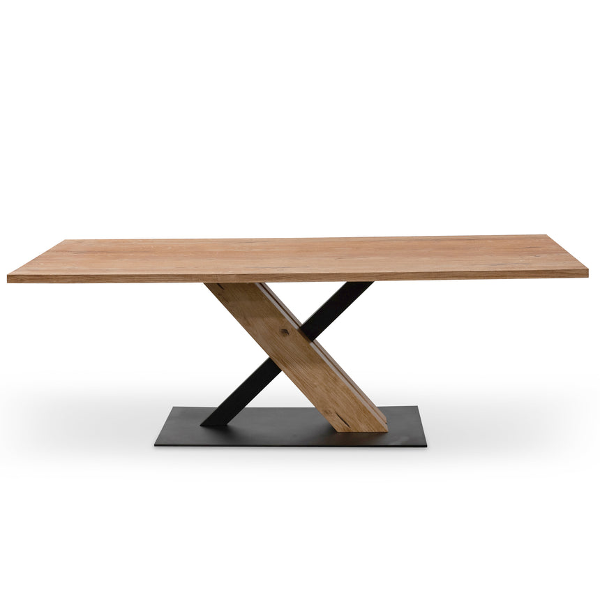 2.2m Dining Table - Rustic Oak Venner - Wooden Metal base - View 2