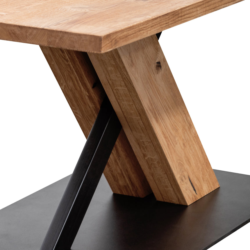 2.2m Dining Table - Rustic Oak Venner - Wooden Metal base - View 3