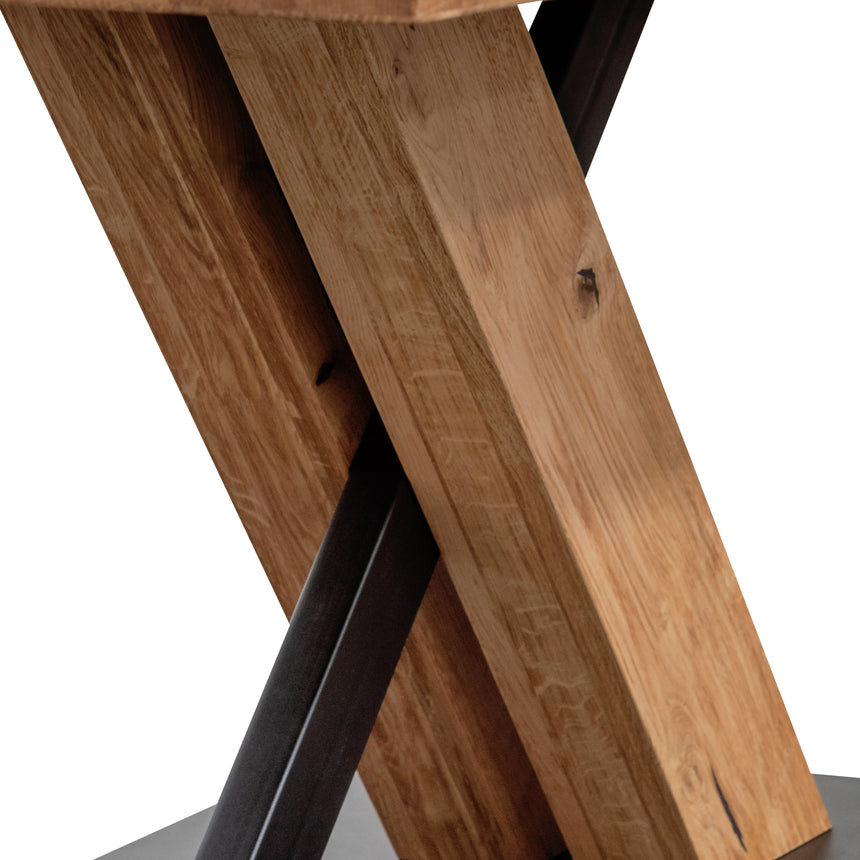 2.2m Dining Table - Rustic Oak Venner - Wooden Metal base - View 6