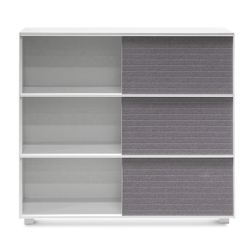 Inter-layered White Storage Cabinet - Grey Doors - View 2