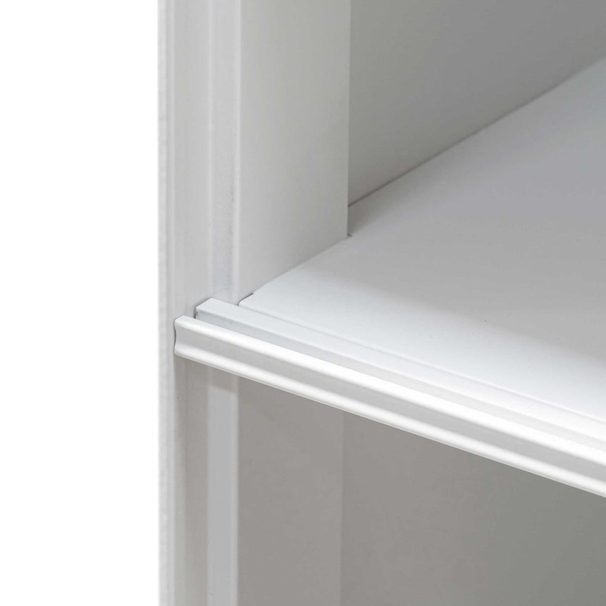 Inter-layered White Storage Cabinet - Grey Doors - View 5