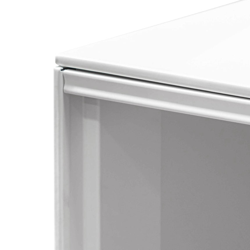 Inter-layered White Storage Cabinet - Grey Doors - View 6