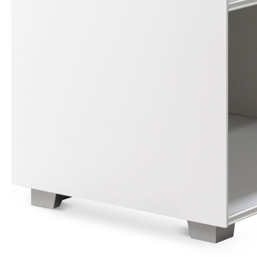Inter-layered White Storage Cabinet - Grey Doors - View 7