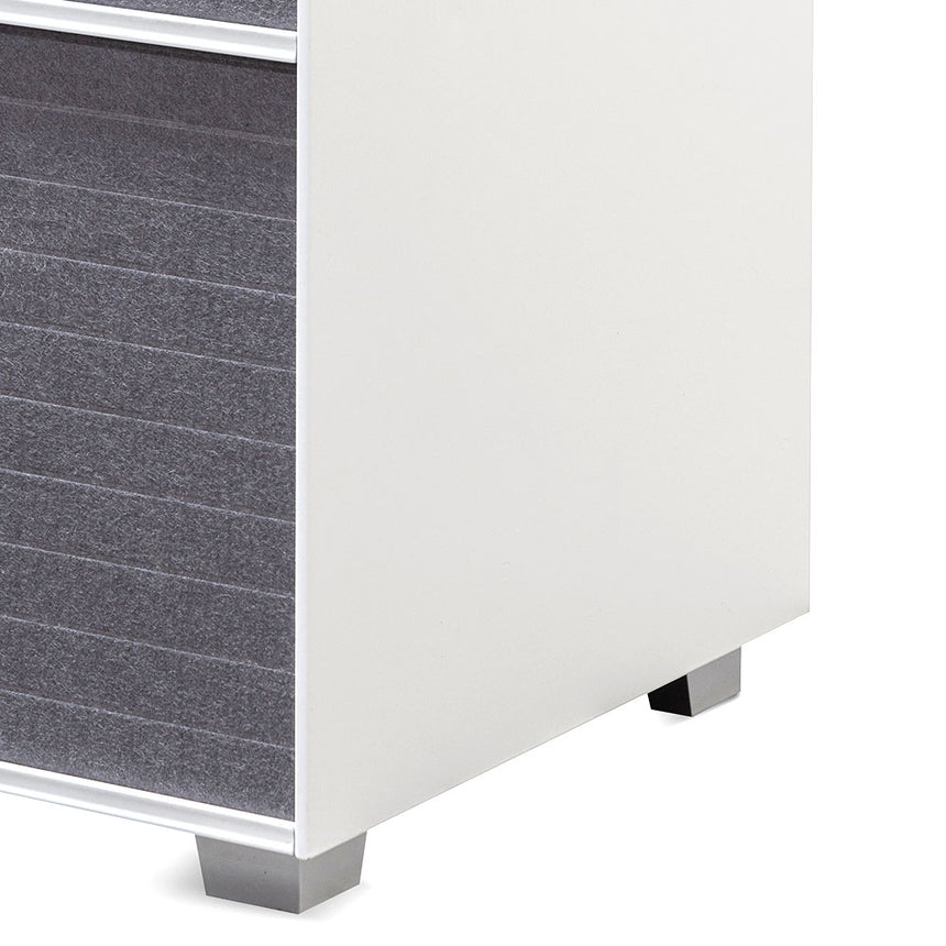 Inter-layered White Storage Cabinet - Grey Doors - View 8