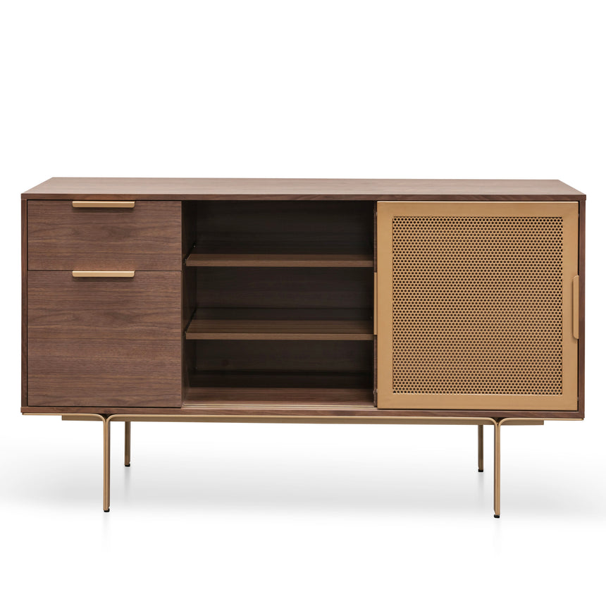 1.45m Walnut Buffet Unit - Brass - View 3