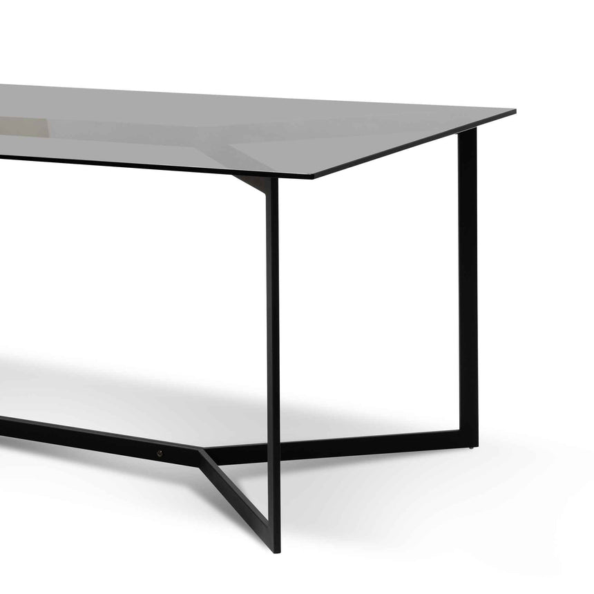 1.9m Grey Glass Dining Table - Black Base - View 3