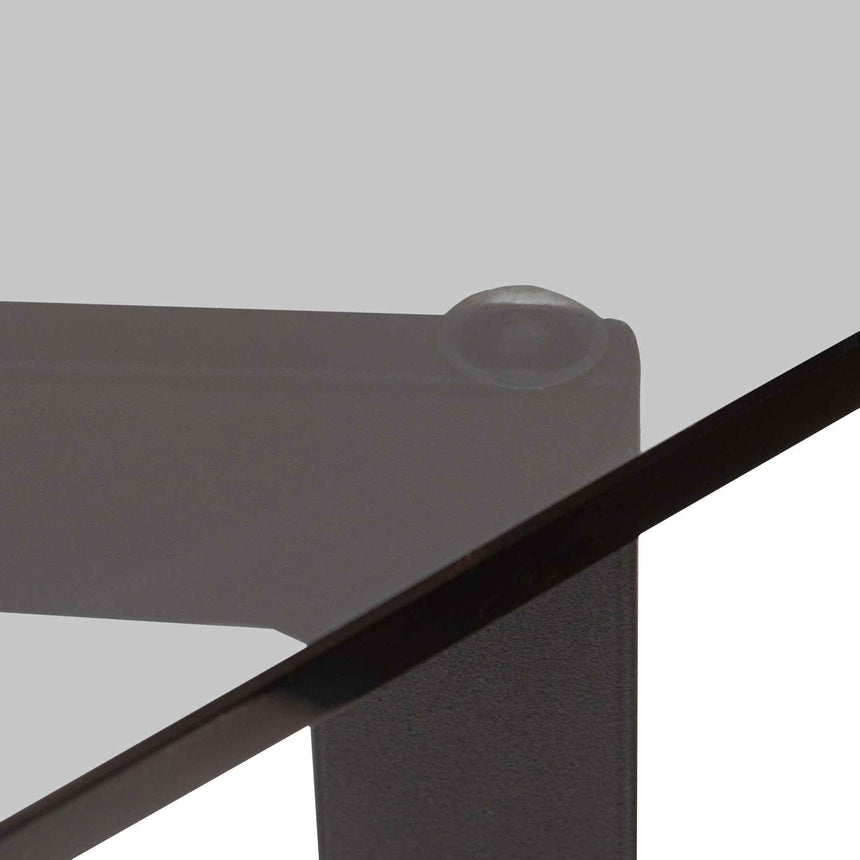1.9m Grey Glass Dining Table - Black Base - View 5