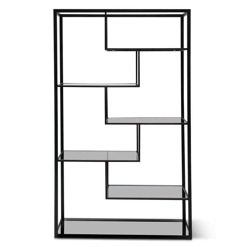 1.2m Grey Glass Shelving Unit - Black Frame - View 3
